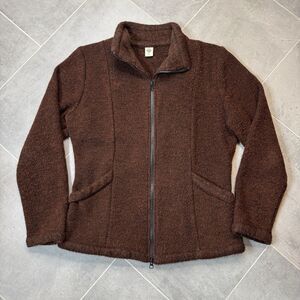 Prana Women’s Sherpa Fleece Jacket Maroon Full Zip L Vintage Made in USA